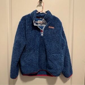 Vineyard Vines Blue Fleece Pullover with Red Accents